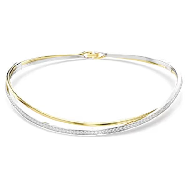 Ras-de-cou Hyperbola, Taille ronde, Blanc, Finition mix de métal