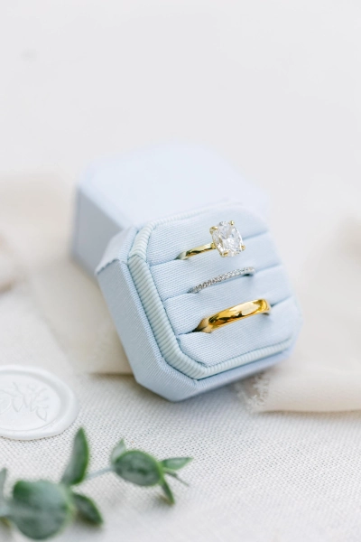 Triple Slot Linen Ring Box |  Wedding Ring Box | Engagement Ring Box | Triple Slot | Modern Ring Box | Square Ring Box