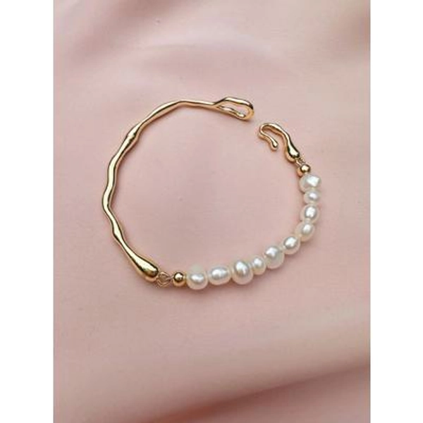 Irregular Gold Bangle W Baroque Pearls, Pearl & Bracelet, Wedding Jewelry, Bangle, Bridesmaids Gift