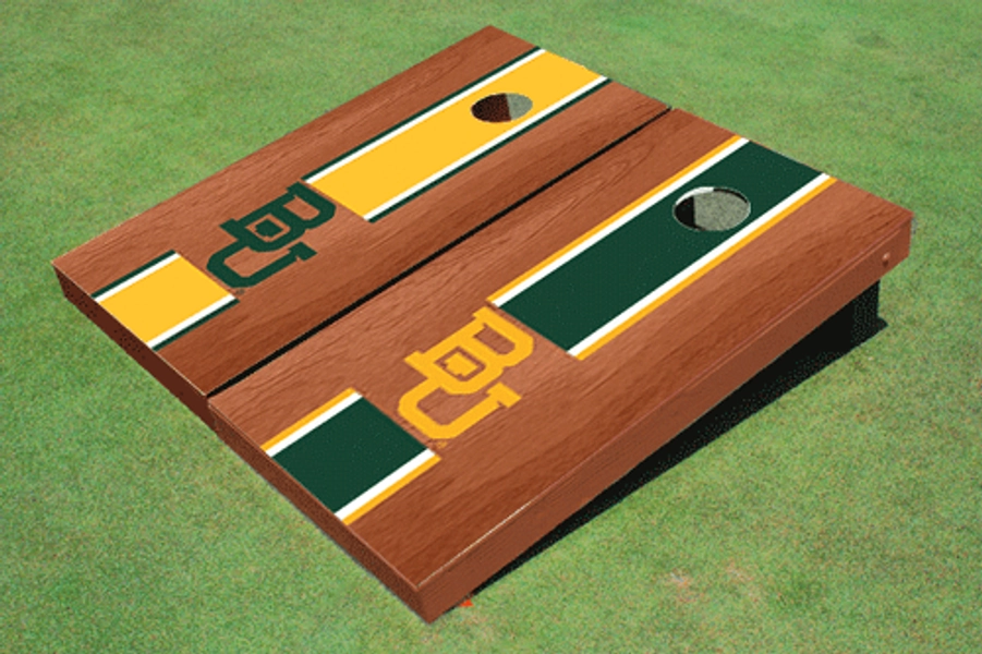 Baylor University BU Rosewood Alternating Long Stripe Custom Cornhole Board