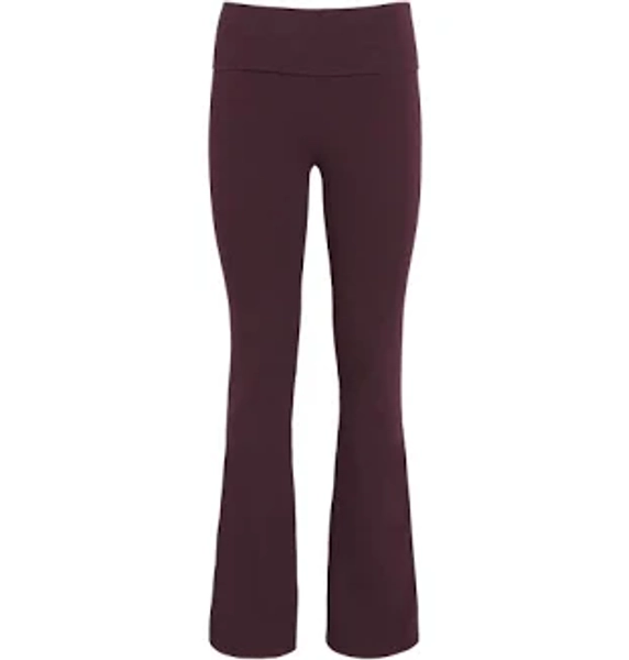Skims Cotton-Blend Jersey Foldover Trousers - Burgundy - 2X