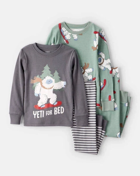 Carter's Toddler Boys 4-Piece Yeti-Print Cotton Pajama Set