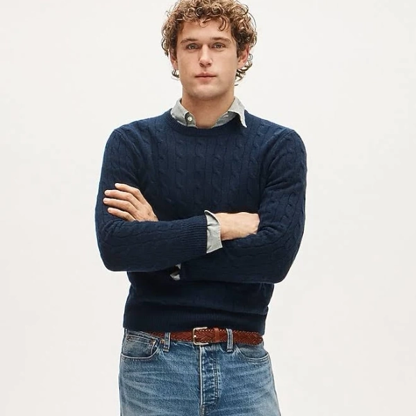 J.Crew Men's Cashmere Cable-Knit Sweater