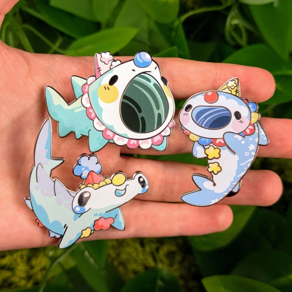 Clown Shark Enamel Pins