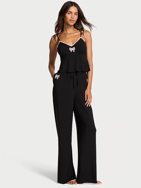 Modal Soft Bow Cami & Wide-Leg Pant Set