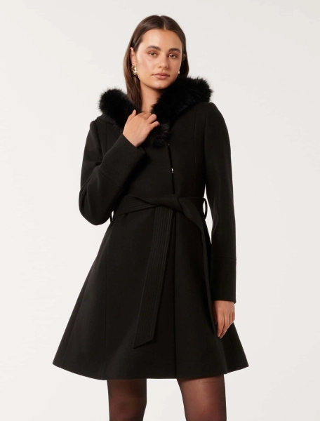 Josephine Faux Fur Hooded Coat - Women's Fashion | Ever New