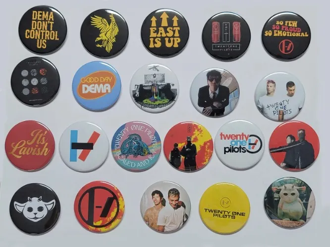 Twenty One Pilots pins LARGE buttons pinback Tyler Joseph Josh Dun band pins
