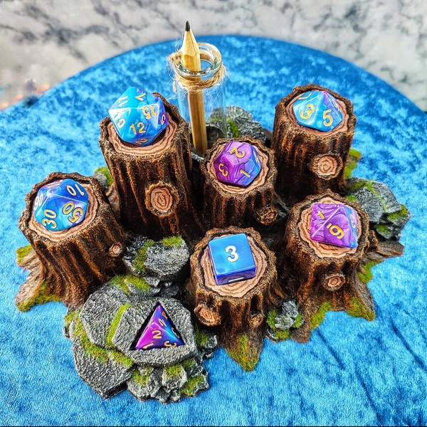 Forest Themed Dice-O-Rama Dice Holder and Display, Tree Trunk, Fairy, Mythical, Fantasy Games, Polyhedral Dice, Critical Roll, RPG, DnD.
