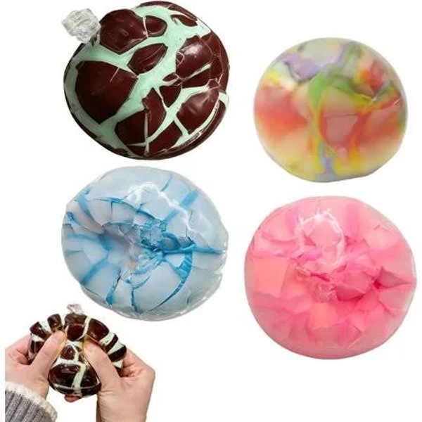 4-pack Crispy Stress Ball, Wax Cracking Squishies with Crunchy Sound, Chocolate Moldable Sensory Toys for Relief & Fidgeting