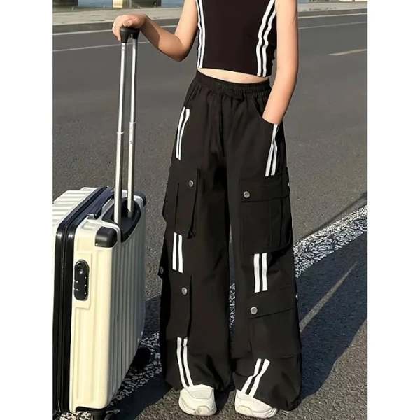 Y2K Girls' Casual Loose Wide-leg Cargo Pants