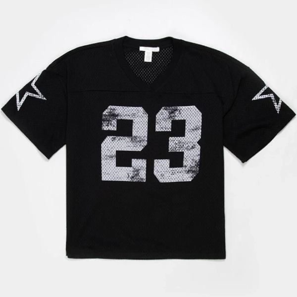 Full Tilt 23 Star Girls Mesh Tee - Black - Size: Medium