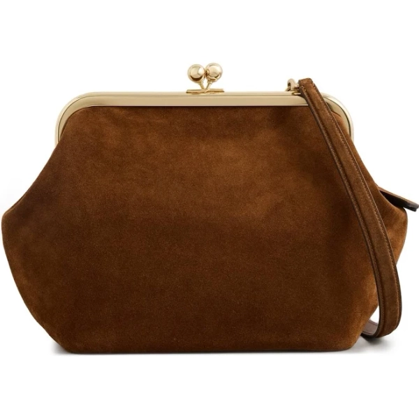 Coach Women's Kisslock Frame Suede Bag