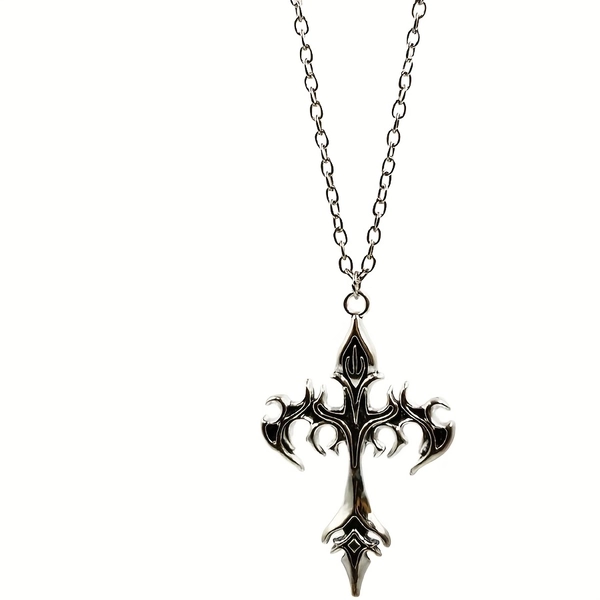1pc Gothic Cross Pendant Necklace - Heavy-Duty Zinc Alloy Metal Chain, Edgy Punk Jewelry for Men &amp; Women, Everyday &amp; Special Occasion Gift (Valentine'S Day, Birthday, Party) - Affordable Luxury Necklace, Gothic Jewelry, Statement Piece