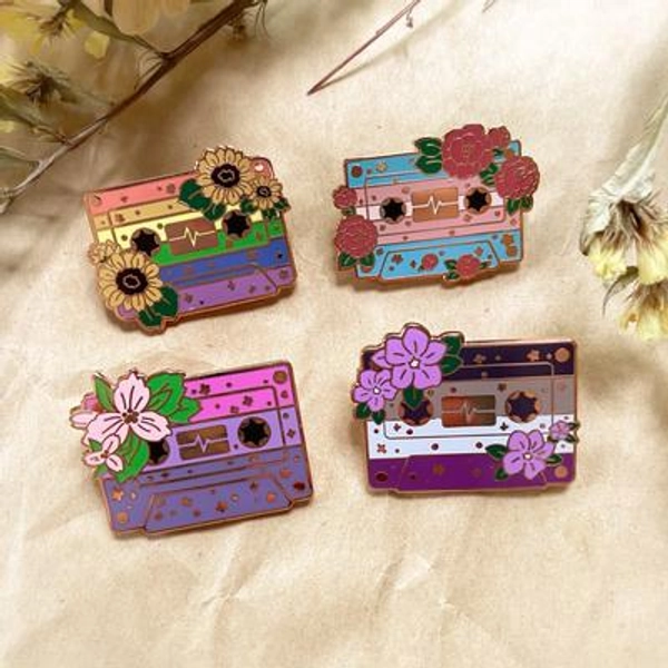 Lgbtqia+ Pride Cassette Tapes Enamel Pins