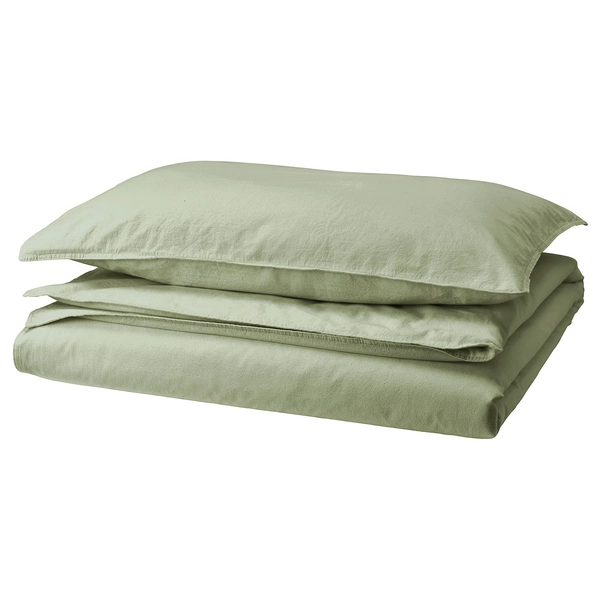 ÄNGSLILJA Duvet cover and pillowcase(s) - gray-green Twin