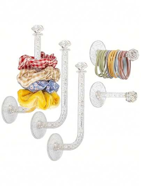 1/5/10pcs Jewelry Storage Rack, Transparent Crystal Necklace Bracket Jewelry Rack, Wall Accessory Storage Rack, Bracelet Hanging Storage Rack, Jewelry Rack, Transparent Jewelry Hanging Rack, Hair Clip Rack, Headband Storage Hook, Crystal Shaped Hook Wall Mounted Storage Rack Christmas Gifts, New Year Gifts, Men's Gifts, Women's Gifts, Suitable For Families And Bathrooms Valentine Day Back To School