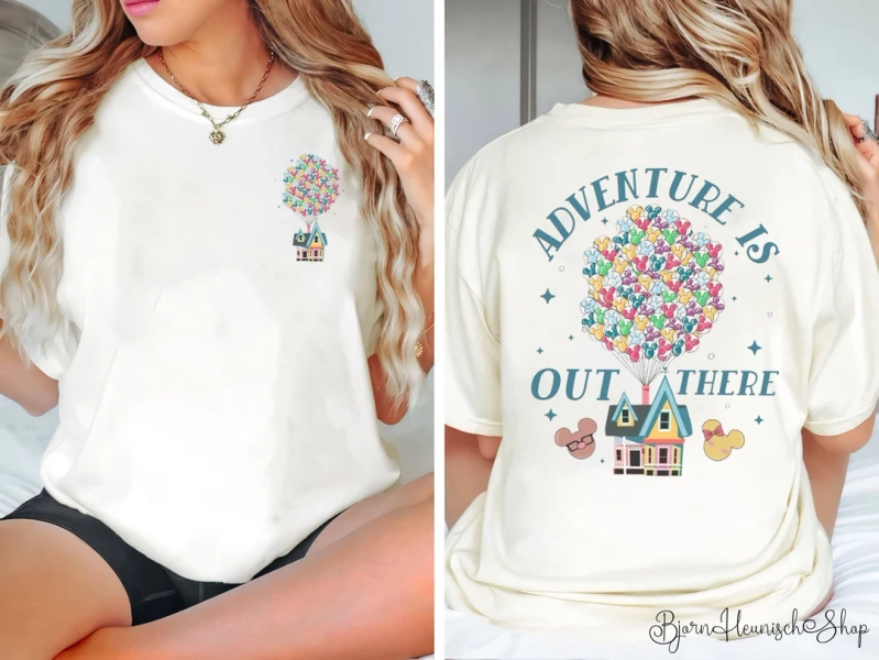 Adventure is Out There Shirt, Two-sided Disney Pixar up Carl and Ellie Shirt, His Ellie Her Carl Shirt, Disney Balloon Shirt, Pixar up Shirt - Etsy