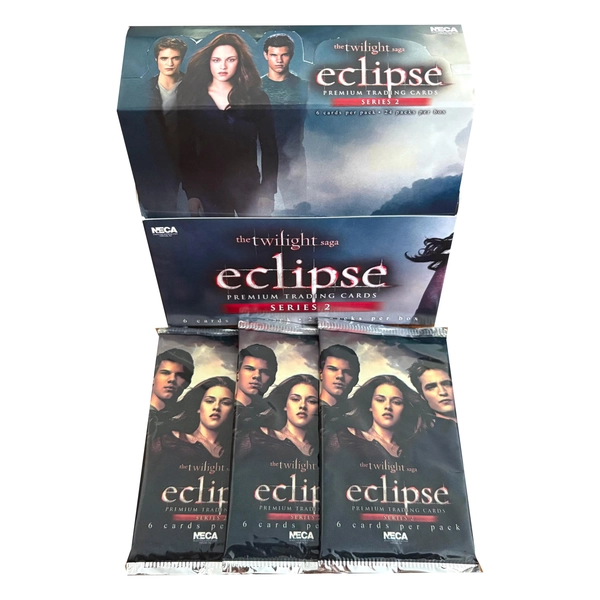 3 packs of Twilight Eclipse series 2 premium trading cards. 6 cards per pack. Collect all 80! Robert Pattinson Kristen Stewart vampires!