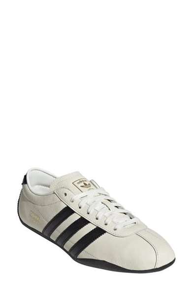 adidas Tokyo Low Top Suede Sneaker in Off White/Black/Gold 