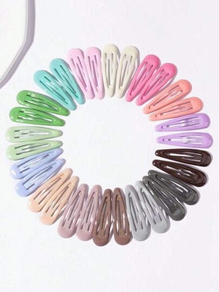 20pcs Candy Color Bowknot Hair Clips, Minimalist Rainbow Oil Drop BB Clips, Sweet Fresh Hair Accessories For Girls, Random Colors