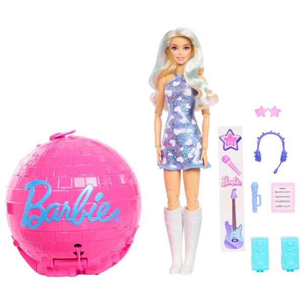 Barbie Team Barbie Roll and Reveal Pop Star Fashion Doll in Disco Ball with Accessories, Blonde - Walmart.com