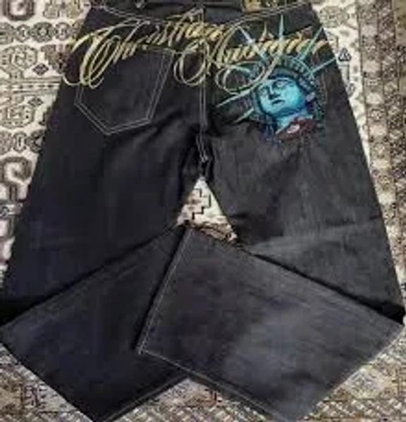 Statue of liberty Diamonds Jeans Casual Denim Jeans Women Clothing High Waist.