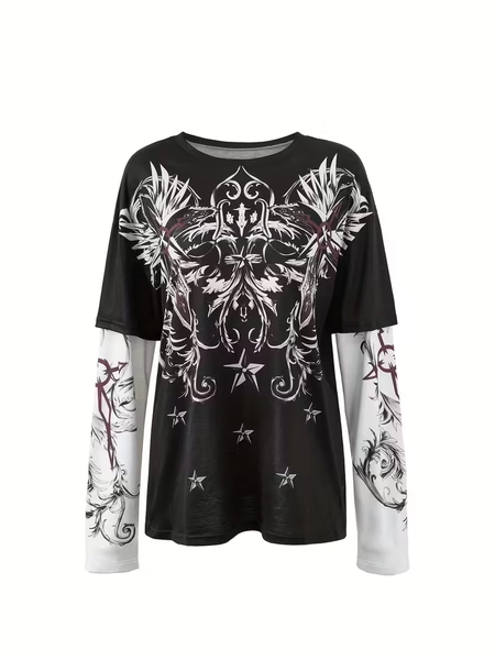 womens y2k dark punk   block   two piece long - Temu