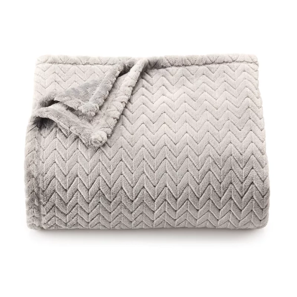 The Big One® Oversized Supersoft Plush Throw Blanket, Gray Jacquard
