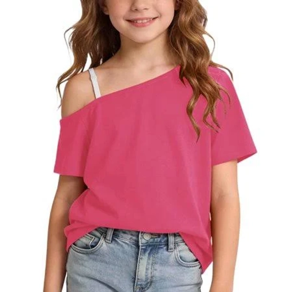 Girls' Off Shoulder Asymmetrical Neckline T-Shirt