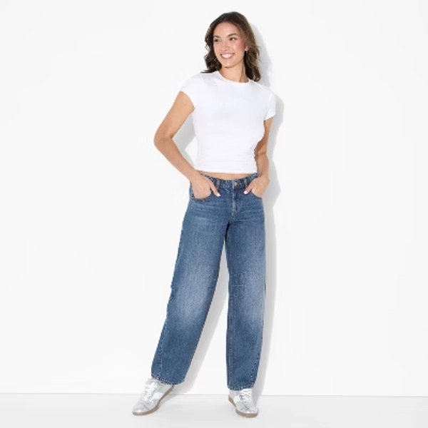 Women's Mid-Rise Barrel Jeans - Wild Fable™ Dark Wash 00