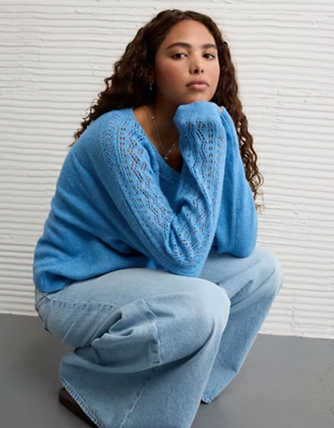 AE Whoa So Soft Lace Sweater