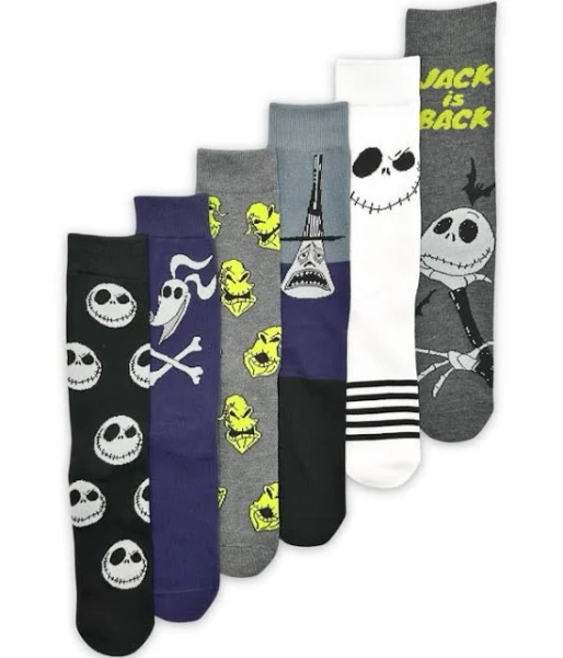 Disney Men's Nightmare Before Christmas 6-Pack Crew Socks