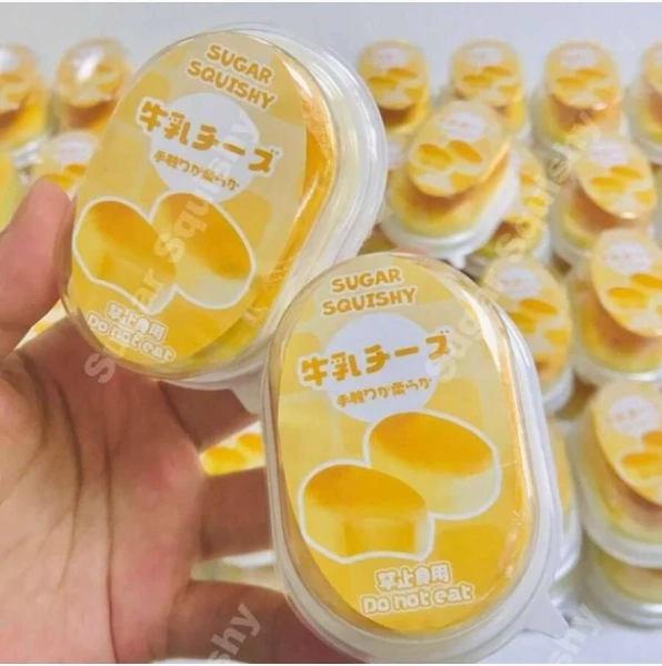 Soft & Slow Rising Squishy Simulated Half-Baked Cheese Stress Relief Toy,1 Semi-cooked Cheese