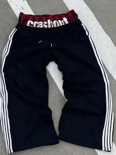 Men's Spring And Summer Hip-Hop Street Double Pants Casual Striped Sports Pants High Street Fashion Versatile Trousers