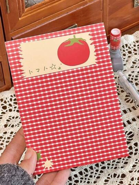 50 Sheets/100 Pages Cute Tomato Blank Notebook, Mini Portable Memo Pad, Sketchbook, Journal,School Supplies,Back To School