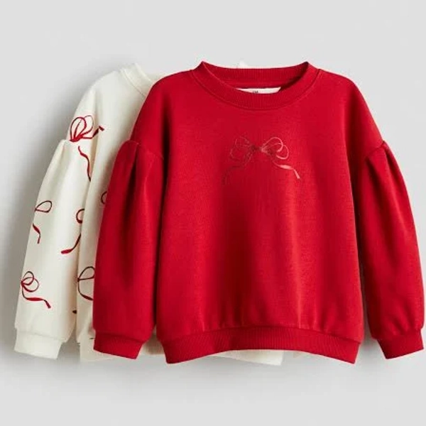 H&M Girls 2-Pack Puff-Sleeved Sweatshirts