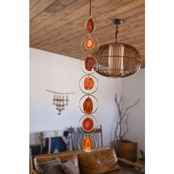 Brown Agate Gemstone Wall Hanging-Aesthetic Room Decor-Unique Bohemian Home Decor - Crystal Suncatcher - Wall Decor Living Room Modern Boho