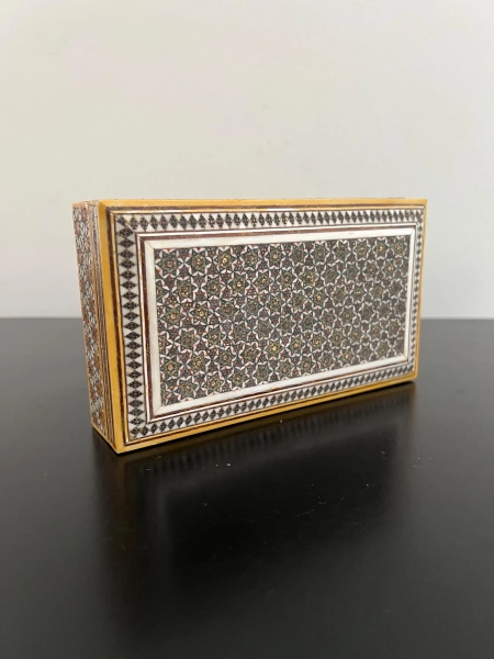 Vintage Moroccan marquetry trinket box, exotic Bohemian decor
