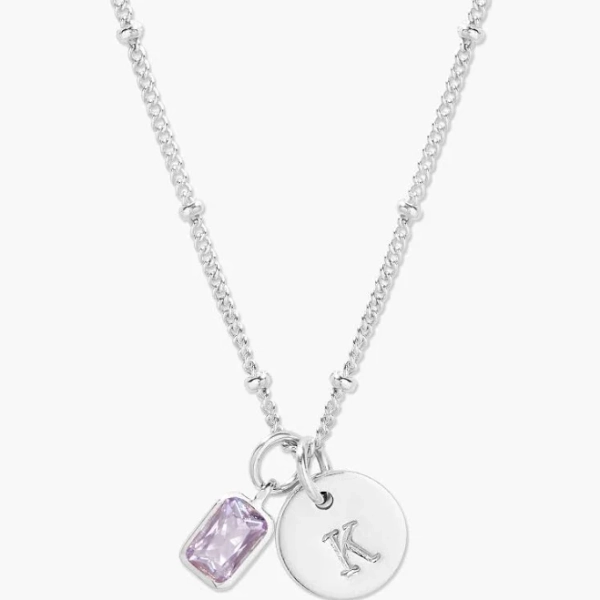 Custom Initial Birthstone Charm Necklace
