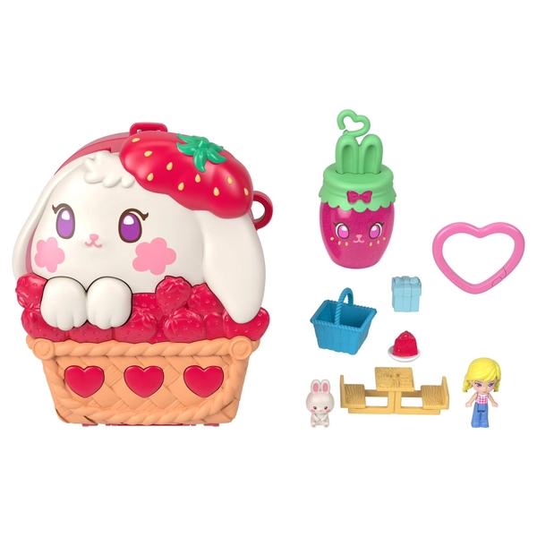 Polly Pocket Picnic Bunny Compact Playset with 1 Micro Doll and Pet, Travel Toy with Fruit Accessories - Walmart.com