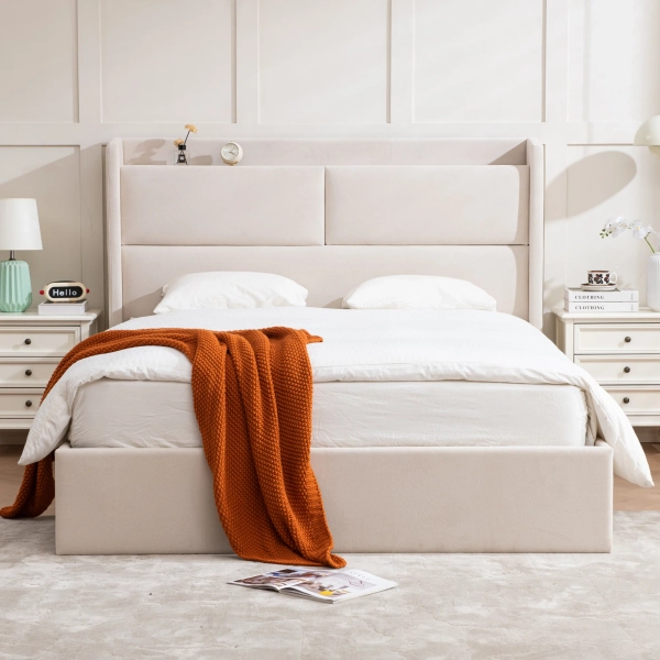 Latitude Run® Hydraulic Lift Storage Upholstered Platform Bed With Storage Headboard & Reviews | Wayfair
