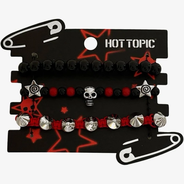 Spike & Skull Bead Bracelet Set
