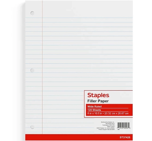 Staples Wide Ruled Filler Paper