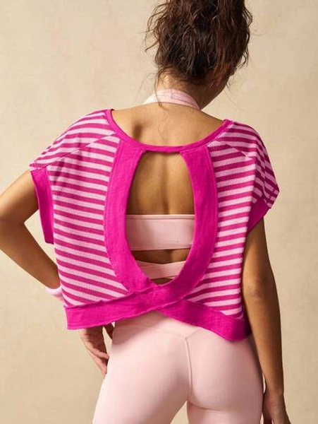 VARSITIE Women Striped Fashion Sports T-Shirt & Tank Top