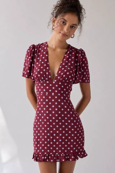 Kimchi Blue Dinner Date Plunging Flutter Sleeve Mini Dress
