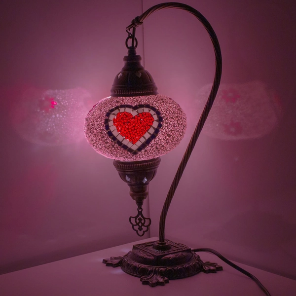 Handmade Turkish Mosaic Love Lamp: Heart Night Light