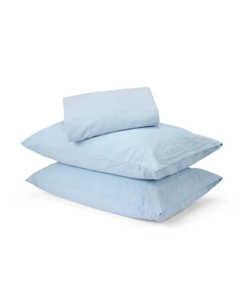 Stonewashed Cotton Sheet Set - Queen Bed, Blue - Blue - Queen Bed