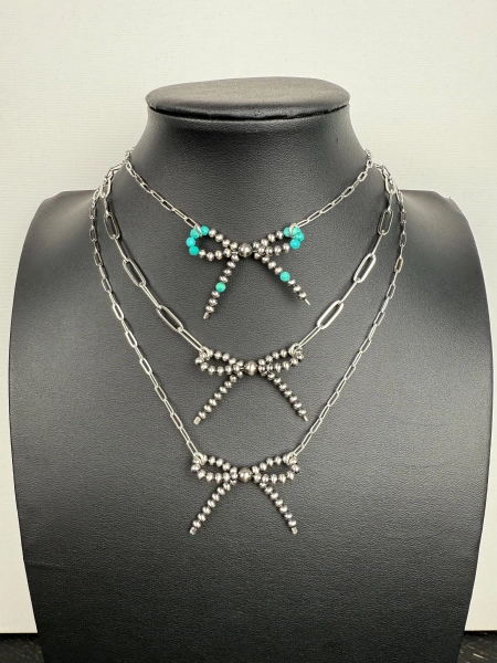 Navajo pearl bow necklace, western jewelry, sterling silver beads, paperclip necklace, Cowgirl, gift, mothers day