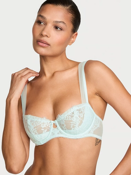 Wicked Unlined Lace Mesh-Trim Balconette Bra