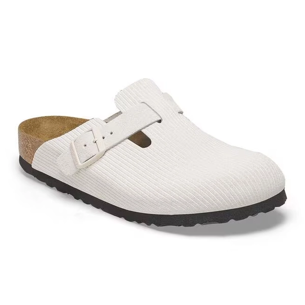 Boston Suede Leather Corduroy Antique White